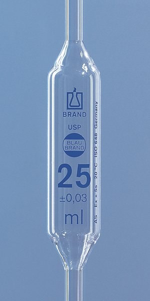 胖度移液管 USP证书 BLAUBRAND AS级 9ml 单刻度 量出式 纳钙玻璃