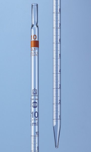 刻度移液管 BLAUBRAND AS级 2类（标称量程刻度位于顶端）1:0.01ml 量出式 纳钙玻璃