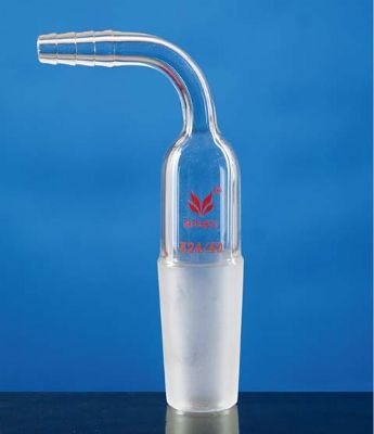 带挂耳具小嘴90&deg;抽气接头 磨口：14/23