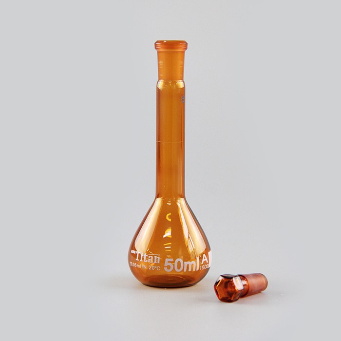 容量瓶（A级）12# 50mL 允差：&plusmn;0.05mL 琥珀色 特优级 包过检 不含证书