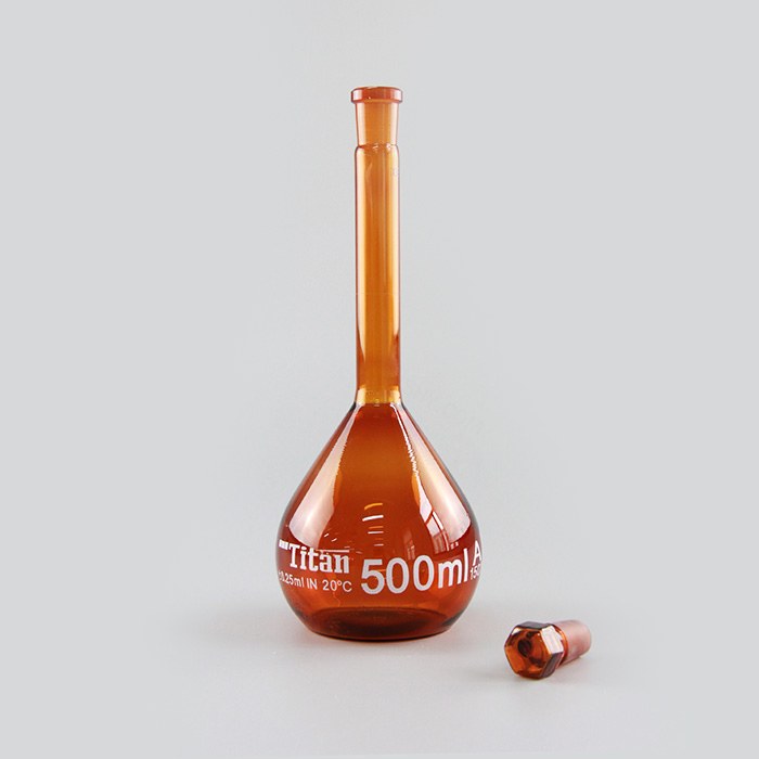 容量瓶（A级）19# 500mL 允差：&plusmn;0.25mL 琥珀色 特优级 包过检 不含证书