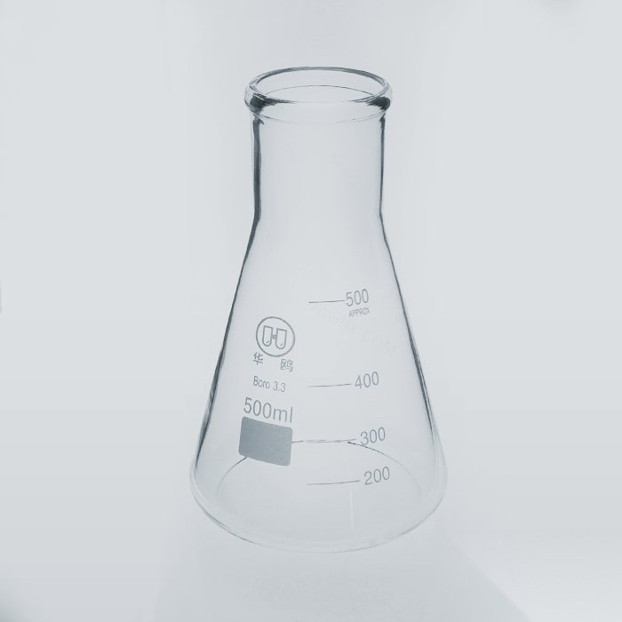 宽颈三角烧瓶 500ml 颈外径×瓶外径×高度：50×105×175mm - 华鸥
