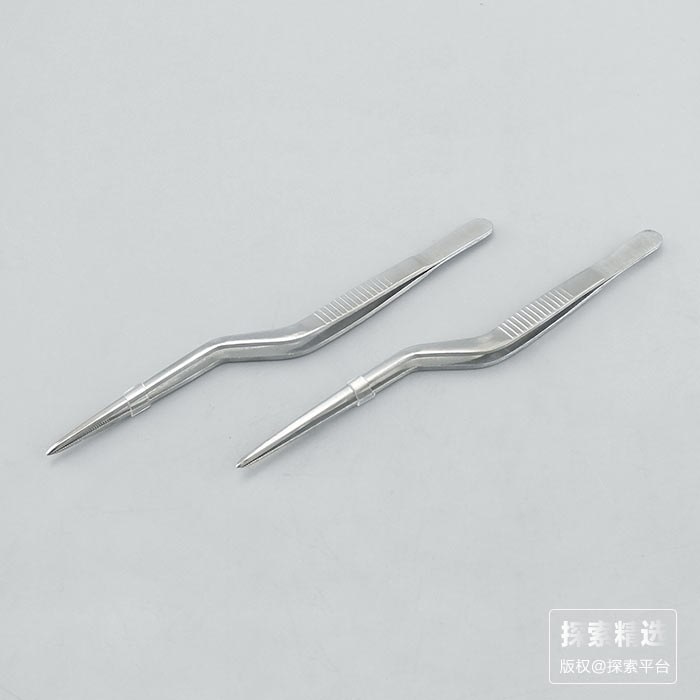 枪状不锈钢镊子 直圆头 不带钩 带防滑条纹 140mm - 玖梧精选