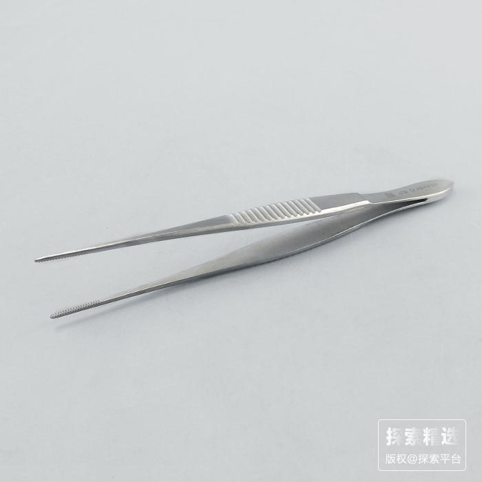眼用镊 直圆头 不带钩 带防滑条纹 100mm 科研专用 - 玖梧精选