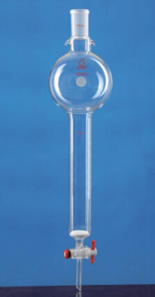具砂板磨口储存球层析柱 四氟节门 储存球容量:500ml 24# 外径×长度 60×200mm 带挂耳 - 联华