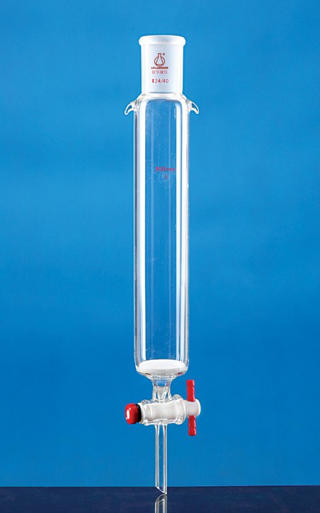 具砂芯磨口层析柱 四氟节门 外径×长度 60×500mm 24# G3砂芯 带挂耳 - 联华