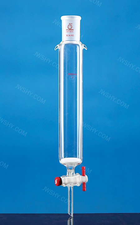 具砂芯磨口层析柱 四氟节门 外径×长度 80×600mm 24# G3砂芯 带挂耳 - 联华