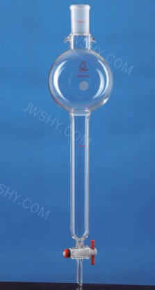 无砂芯储存球层析柱 四氟节门 储存球容量:1000ml 磨口 24# 外径×长度 80×300mm 带挂耳 - 联华