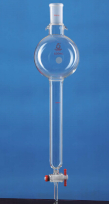 无砂芯储存球层析柱 四氟节门 储存球容量:1000ml 磨口 24# 外径×长度 80×450mm 带挂耳 - 联华