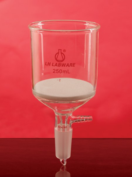 具磨口砂板筒形抽滤漏斗 250ml 24# G2 - 联华