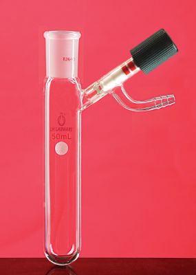 磨口反应管 具高真空阀 25ml， 19/26， 0-4mm