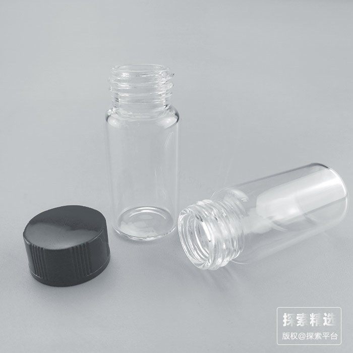 15ml 18-400 透明样品瓶 黑色PP盖+PE垫 外径&times;高度： 22&times;70mm