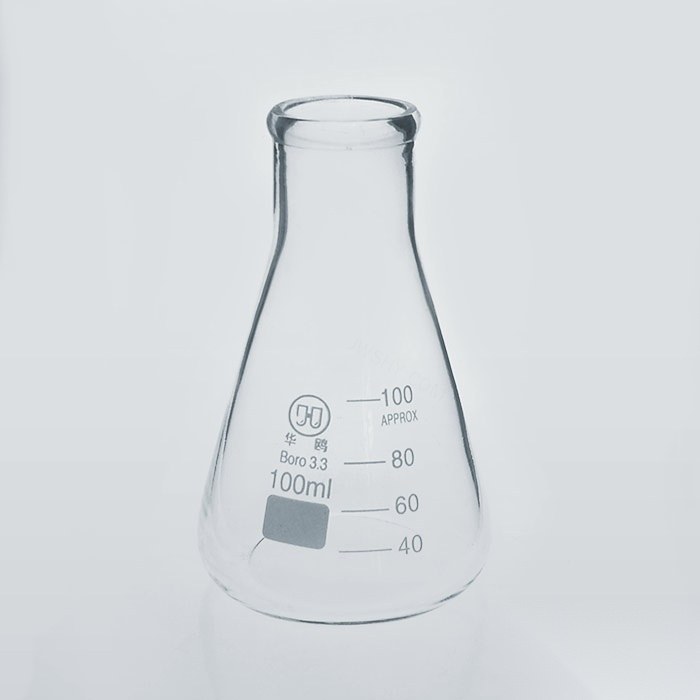 宽颈三角烧瓶 100ml 颈外径×瓶外径×高度：34×64×110mm - 华鸥