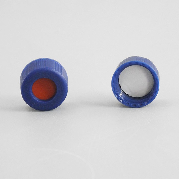 9mm预组装蓝色开孔螺纹盖 带白色PTFE/红色硅胶垫 爆款