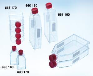 细胞培养瓶，50ml，25cm2，TC处理，红色标准盖，灭菌，有测量网格 - Greiner/葛莱娜