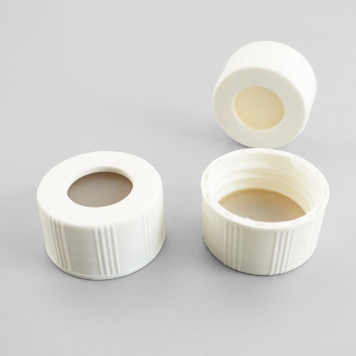 24-400预组装白色聚丙烯中心孔螺纹盖 带本白色PTFE/本色硅胶垫 - ACESUN艾斯琳