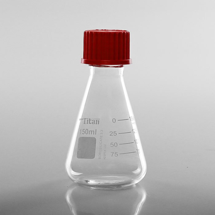 GL32螺口带盖三角烧瓶 含硅胶垫片 耐温180&deg; 特优级 150ml