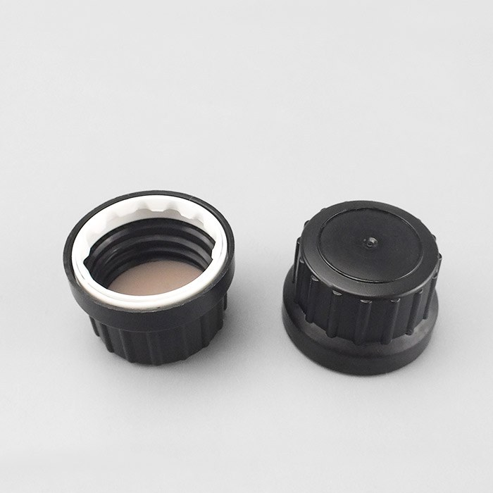 通用瓶盖 黑色 德国工业标准PP塑料防盗盖+PE/PTFE（褐色）垫片GL28螺口 D&times;H：36&times…