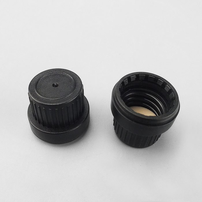通用瓶盖 黑色 德国工业标准PP塑料防盗盖+PE/PTFE（褐色）垫片 GL18螺口 D&times;H：25&time…