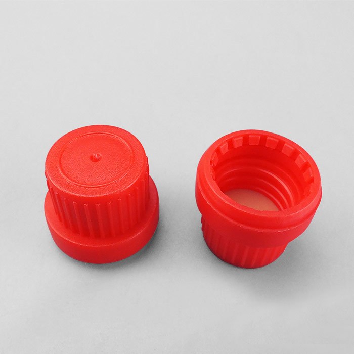 通用瓶盖 大红色 德国工业标准PP塑料防盗盖+PE/PTFE（褐色）垫片 GL18螺口 D&times;H：25&tim…