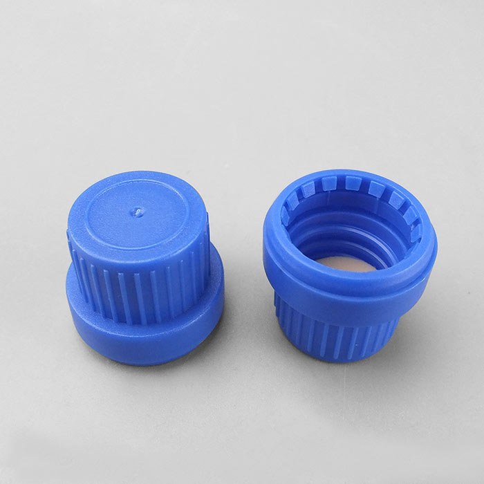 通用瓶盖 蓝色 德国工业标准PP塑料防盗盖+PE/PTFE（褐色）垫片 GL18螺口 D&times;H：25&time…