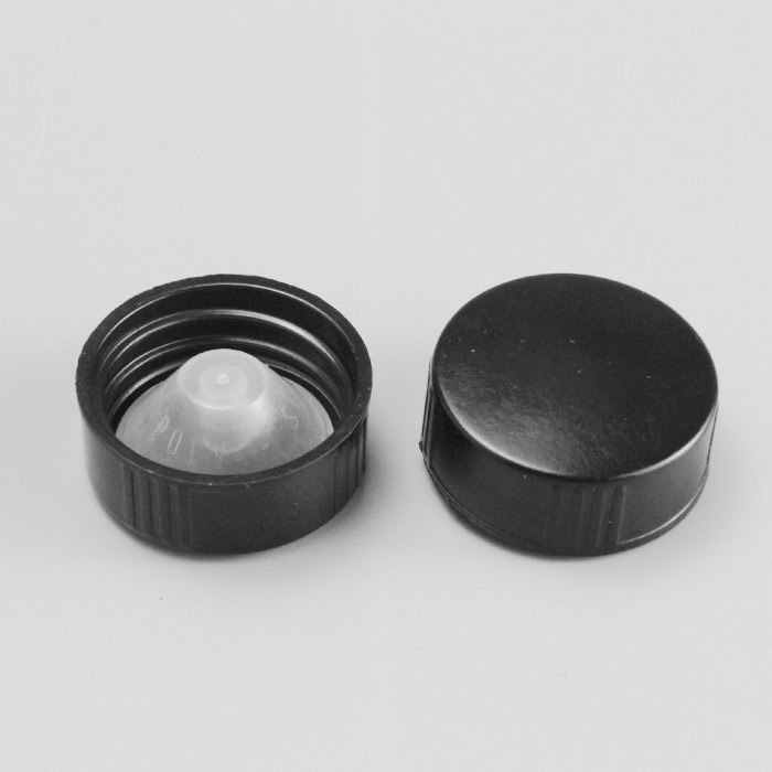 通用瓶盖 黑色 混合树脂盖+＂V＂形LDPE本色内塞 GL28螺口 D&times;H：31&times;13mm