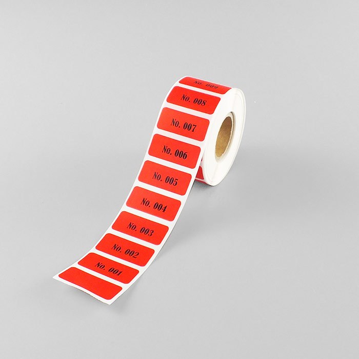 连号标签 红色 25&times;40mm 号码：No.001～800 高档型 防水防化防撕