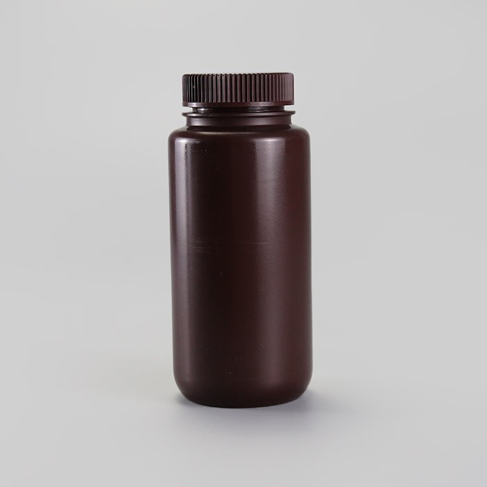 塑料广口瓶，HDPE，500ml，琥珀色，无酶，免洗，防漏设计无内盖，灭菌