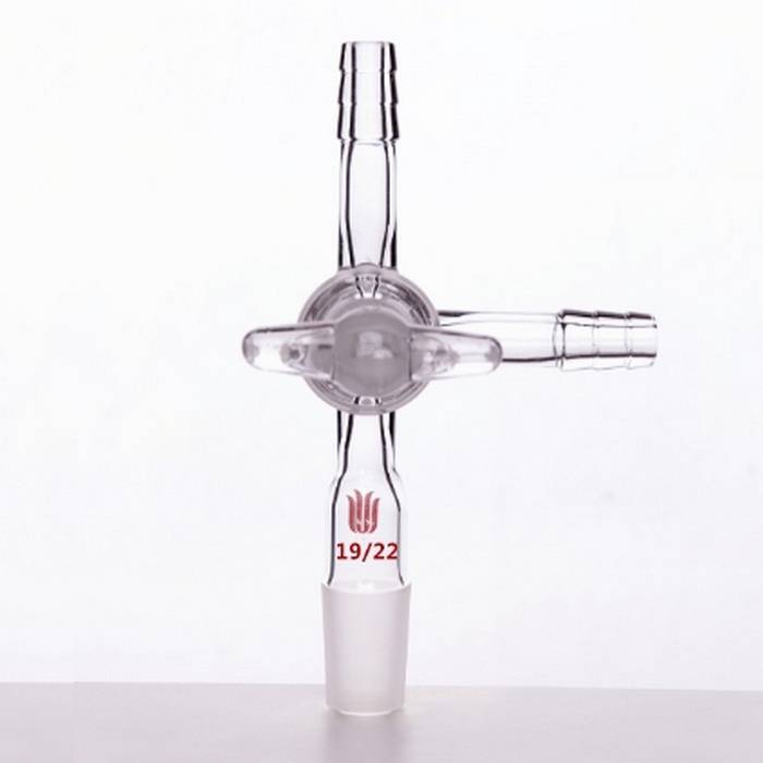 三通接头 外磨口：19/22 具2mmT型三通玻璃节门