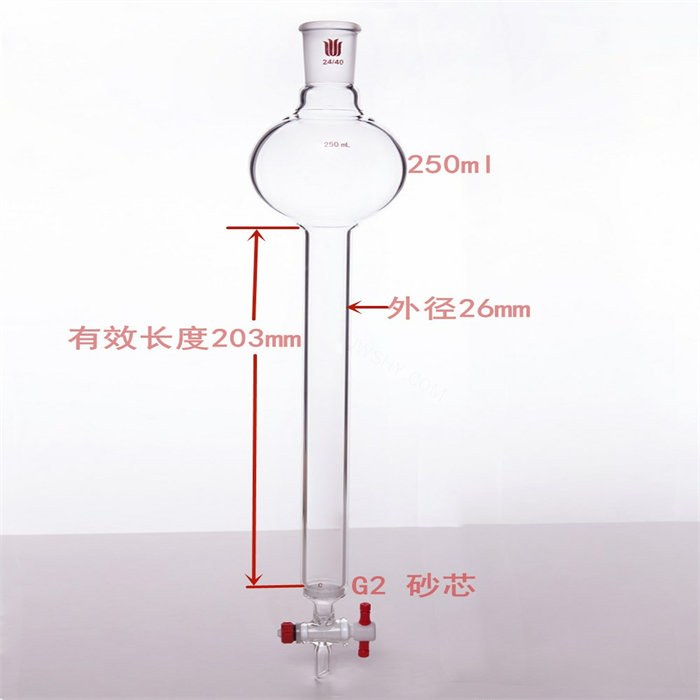 具砂板存储球层析柱 24/40 &phi;26mm 有效长203mm 存储球容量250ml - 欣维尔