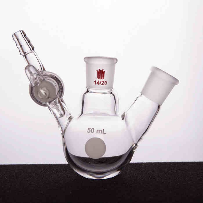 两口反应瓶 玻璃节门 14/20 50ml