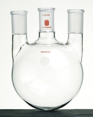 直三口球瓶 厚壁高强度 中间磨口：24/40 侧磨口：19/22 500ml - 欣维尔