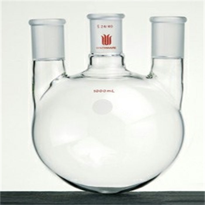 直三口球瓶 厚壁高强度 中间磨口：24/40 侧磨口：24/40 1000ml - 欣维尔