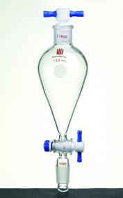 具下磨口四氟塞分液漏斗 上下磨口：24/40，四氟节门：2mm，125ml - 欣维尔