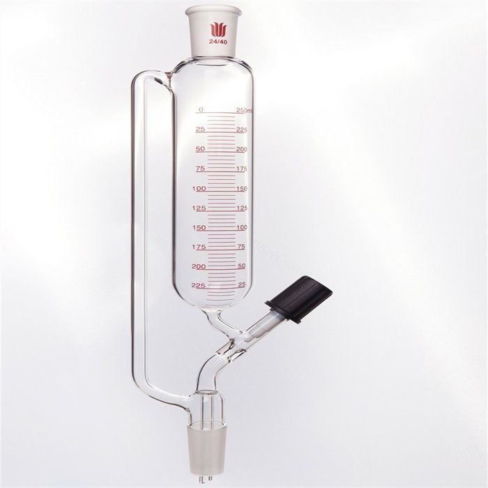 精细可调式带刻度恒压滴液漏斗 具0-4mm高真空阀，磨口：24/40，250ml - 欣维尔