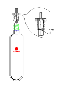 厚壁耐压瓶 具导气真空接口 容量：38ml 外径×长度：26×135mm - 欣维尔