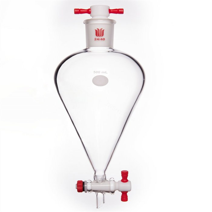 具四氟塞分液漏斗 上磨口：24/40，四氟节门：4 mm，500ml - 欣维尔