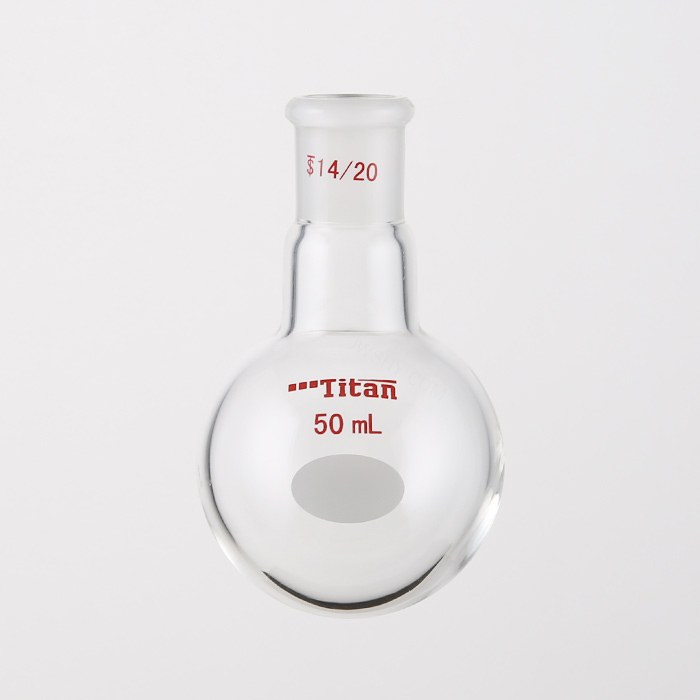 单颈圆底球瓶 厚壁高强度，磨口：14/20，50ml 特优级