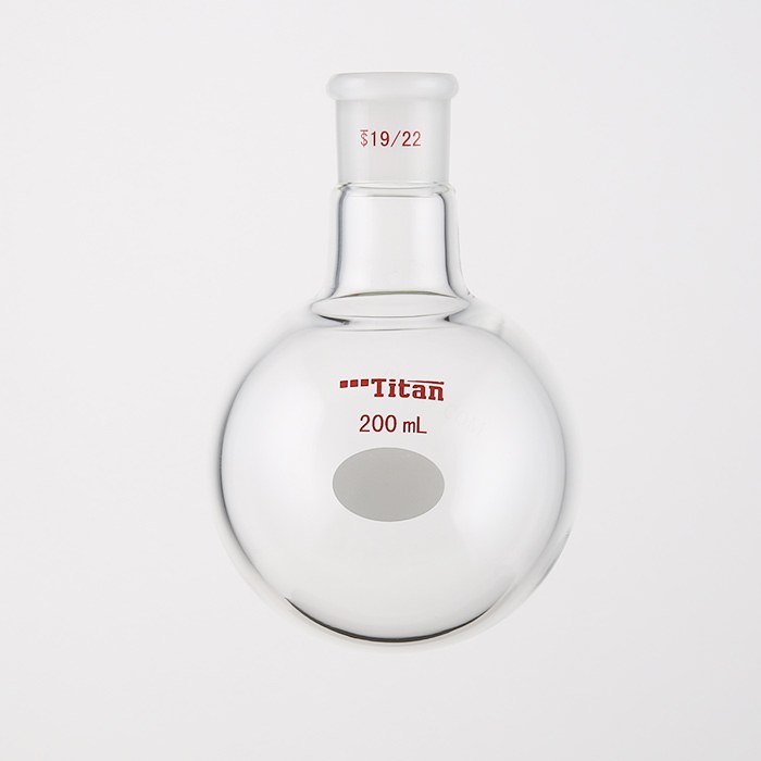 单颈圆底球瓶 厚壁高强度，磨口：19/22，200ml 特优级