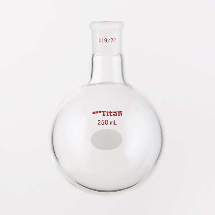 单颈圆底球瓶 厚壁高强度,磨口:19/22,250ml 特优级 爆款