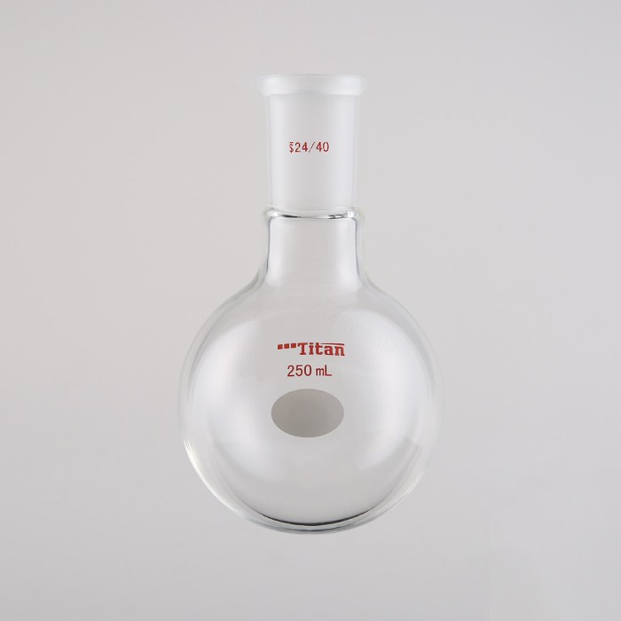 单颈圆底球瓶 厚壁高强度，磨口：24/40，250ml 特优级  爆款