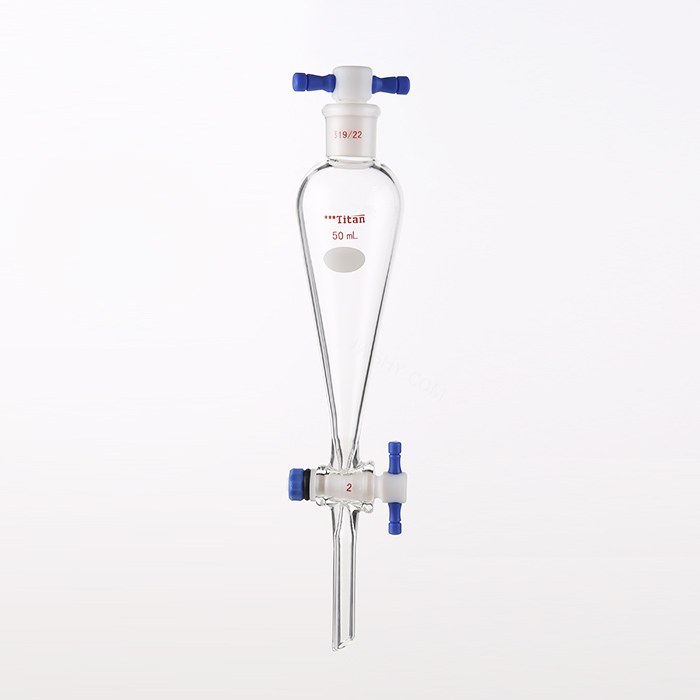 具四氟塞分液漏斗  上磨口：19/22，四氟节门：2 mm，50ml 特优级 - ACESUN艾斯琳