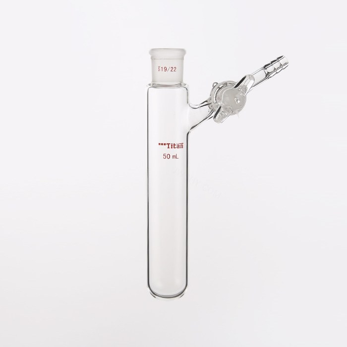 反应管 具2mm玻璃节门，磨口：19/22，50ml 特优级 爆款 - ACESUN艾斯琳