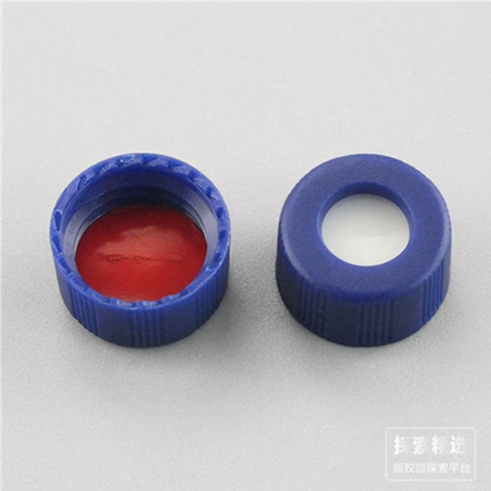 9mm蓝色开孔拧盖（含PTFE/硅胶隔垫） - CNW/安谱