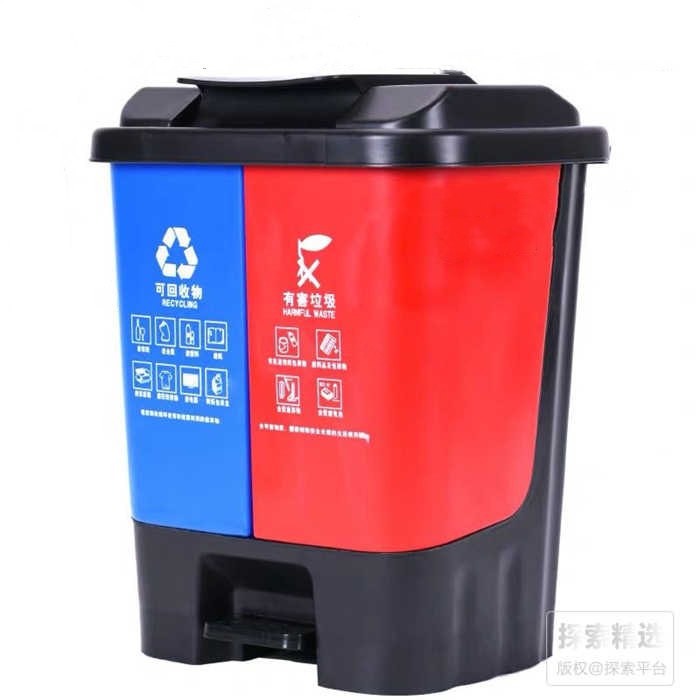 脚踏垃圾桶 40L 可回收、有害两桶分类 长&times;宽&times;高（CM）：43&times;35&times…