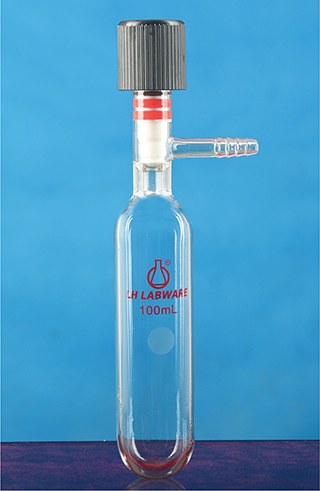 高真空阀筒形溶剂储存瓶 100ml/0-8mm