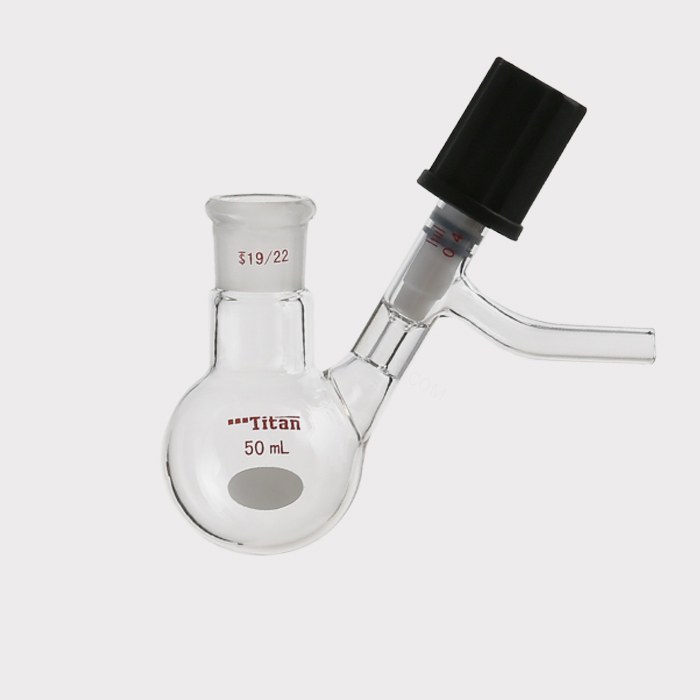 具侧管高真空阀反应瓶 磨口：19/22，高真空阀：0-4mm，50ml 特优级