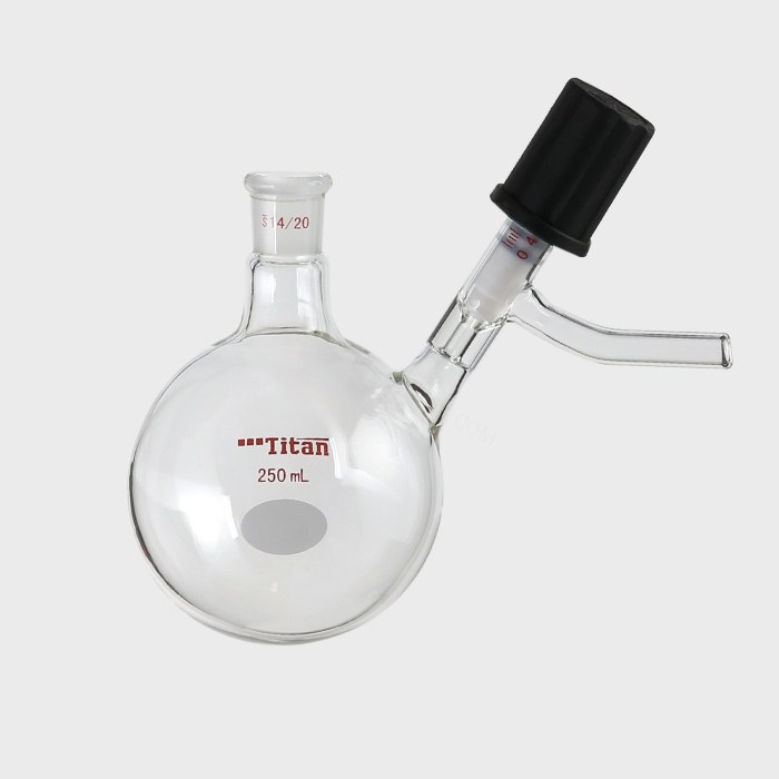 具侧管高真空阀反应瓶 磨口:14/20,高真空阀:0-4mm,250ml 特优级 - ACESUN艾斯琳