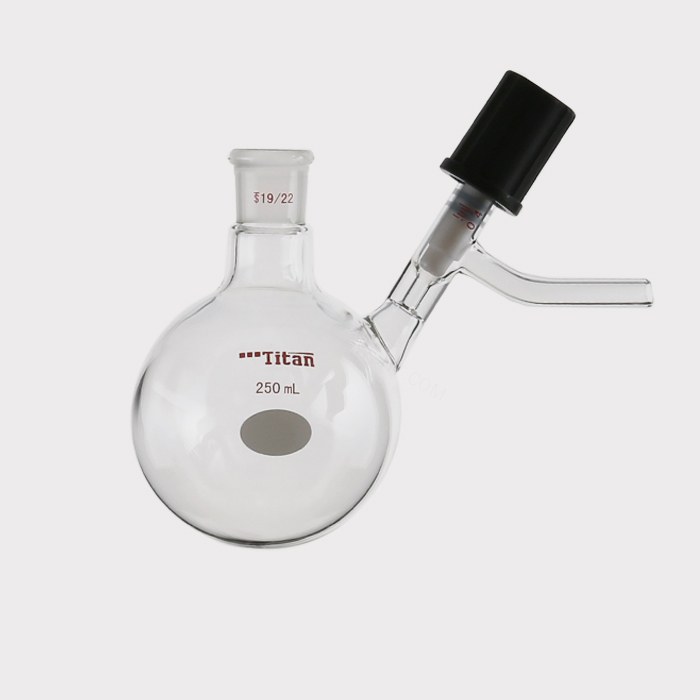 具侧管高真空阀反应瓶 磨口：19/22，高真空阀：0-4mm，250ml 特优级