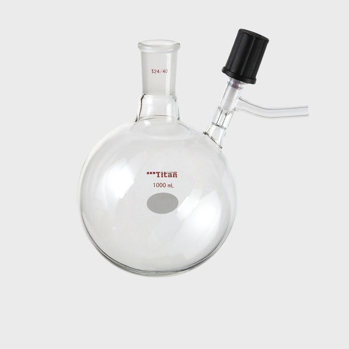 具侧管高真空阀反应瓶 磨口:24/40,高真空阀:0-4mm,1000ml 特优级 - ACESUN艾斯琳